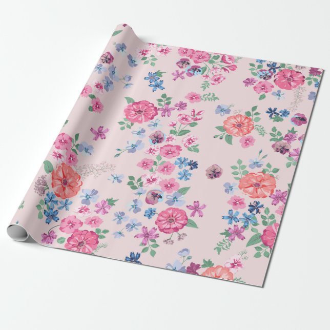 Frühlingsblumen Design. Nahtlose Blumenmuster. Pl Geschenkpapier (Ungerollt)