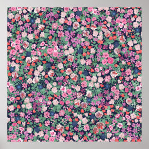 Frühlingsblumen Design. Nahtlose Blumenmuster. Pl Poster