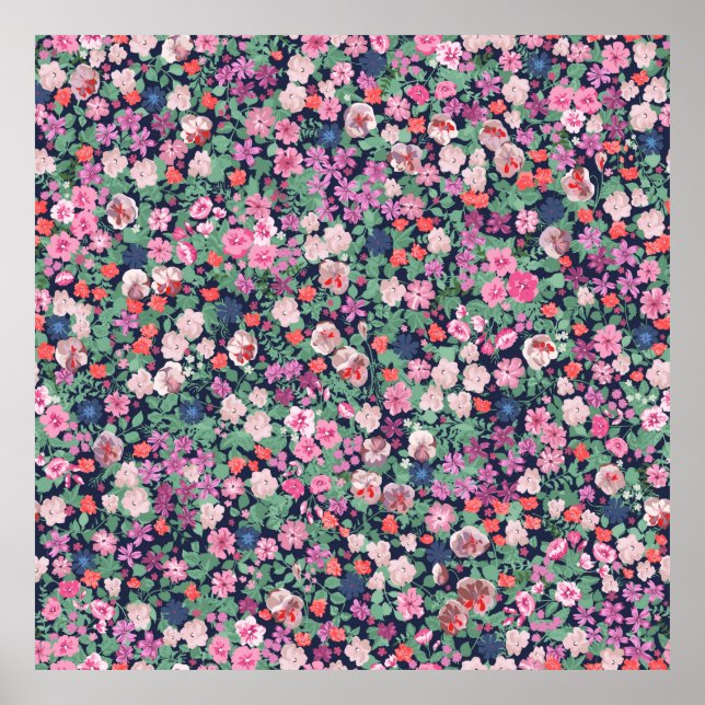 Frühlingsblumen Design. Nahtlose Blumenmuster. Pl Poster (Vorne)