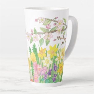 Frühlingsblumen, die Freude ausstrahlen Milchtasse