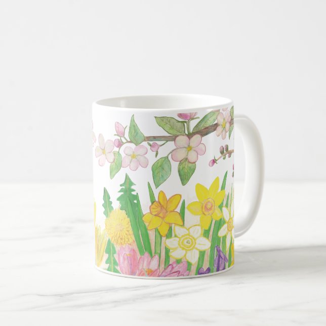 Frühlingsblumen, die Freude einladen Kaffeetasse (VorderseiteRechts)