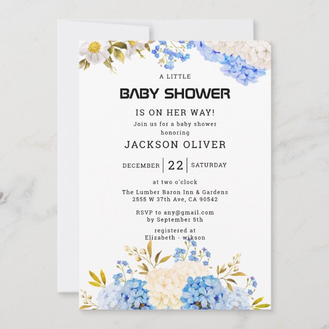 Frühlingsblumen | Einfache Girl-Baby-Dusche Einladung (Vorderseite)