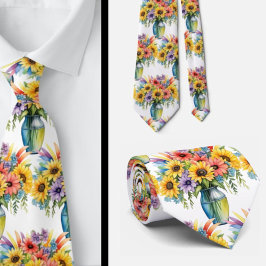 Frühlingsblumen Farbenfrohe Regenbogenfarben Krawatte