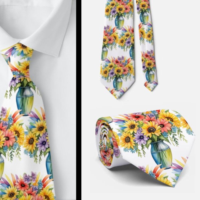 Frühlingsblumen Farbenfrohe Regenbogenfarben Krawatte (Von Creator hochgeladen)