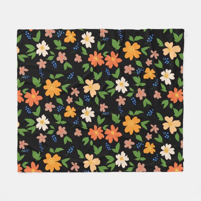 Frühlingsblumen Fleecedecke (Vorderseite (Horizontal))