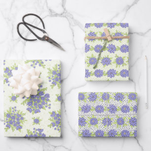 Frühlingsblumen Fliederlila Blumen Geschenkpapier Set