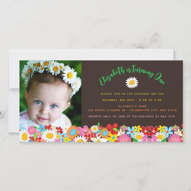Frühlingsblumen Garden Girl Birthday Foto Card (Vorderseite)
