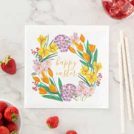 Frühlingsblumen Gelbe Osterblumentuppe zeichnend Serviette