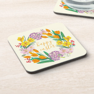 Frühlingsblumen gelbe Ostern floral Tulpe Zeichnun Getränkeuntersetzer