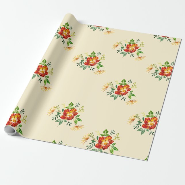 Frühlingsblumen-Geschenkverpackungspapier Geschenkpapier (Ungerollt)