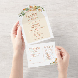 Frühlingsblumen Girl Baby Dusche All In One Einladung