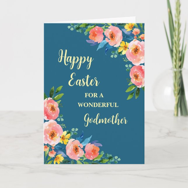 Frühlingsblumen Happy Oaster Godmutter Feiertagskarte (Vorderseite)