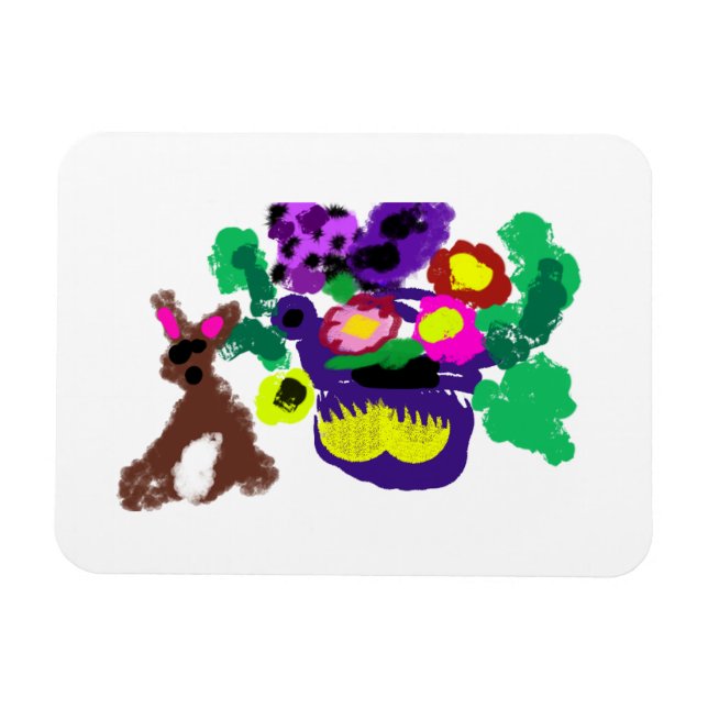 Frühlingsblumen Hase Freude Magnet (Horizontal)