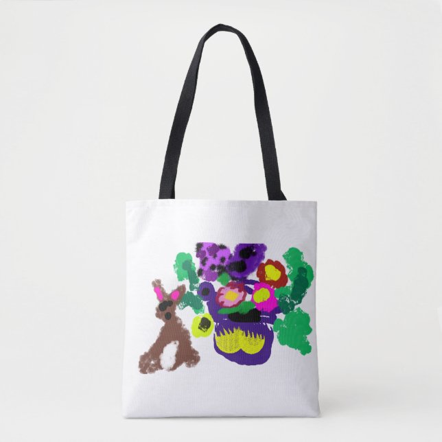 Frühlingsblumen Hasenfreude Tasche (Vorderseite)