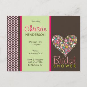 Frühlingsblumen Herzstück Brautparty Postkarte