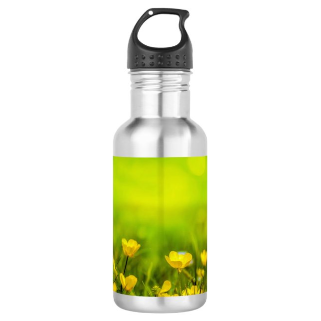 Frühlingsblumen Hintergrund Edelstahlflasche (Vorderseite)