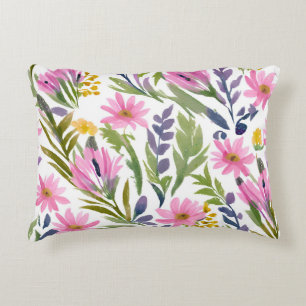 Frühlingsblumen   Hübsche Pastell-Blumen Aquarell Dekokissen