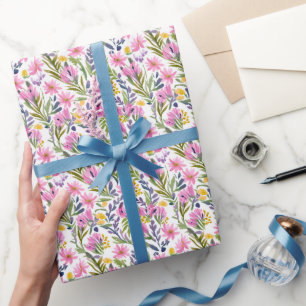 Frühlingsblumen   Hübsche Pastell-Blumen-Aquarell Geschenkpapier