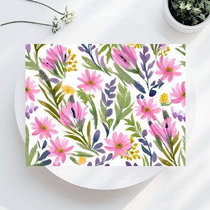 Frühlingsblumen   Hübsche Pastell-Blumen-Aquarell Postkarte