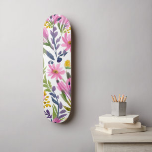 Frühlingsblumen Hübsche Pastell-Blumen Aquarell Skateboard