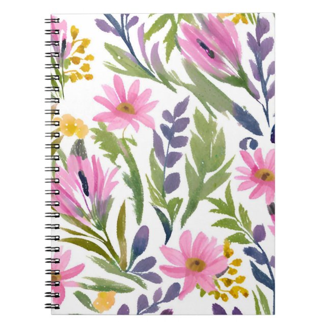 Frühlingsblumen | Hübsche Pastell Floral Wasserfar Notizblock (Vorderseite)