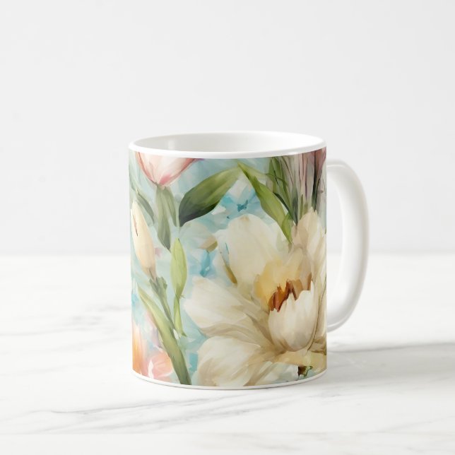 Frühlingsblumen im Stil des Impressionismus Kaffeetasse (VorderseiteRechts)