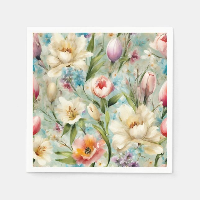 Frühlingsblumen im Stil des Impressionismus Serviette (Vorderseite)