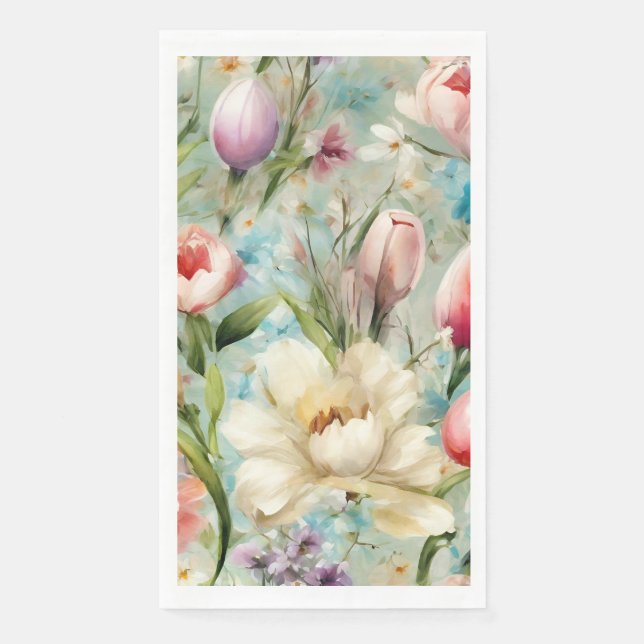 Frühlingsblumen im Stil des Impressionismus Serviette (Vorderseite)