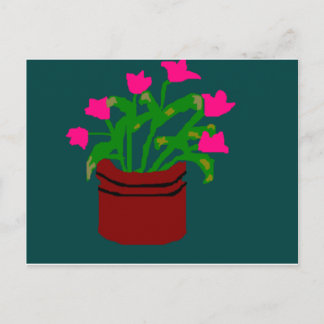 Frühlingsblumen in einer Planter-Postkarte Postkarte
