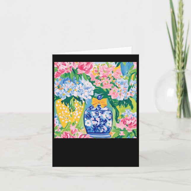 Frühlingsblumen in Ginger Jar Sticker Karte (Vorderseite)