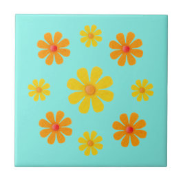Frühlingsblumen in Orange und Gelb für die Küche Fliese