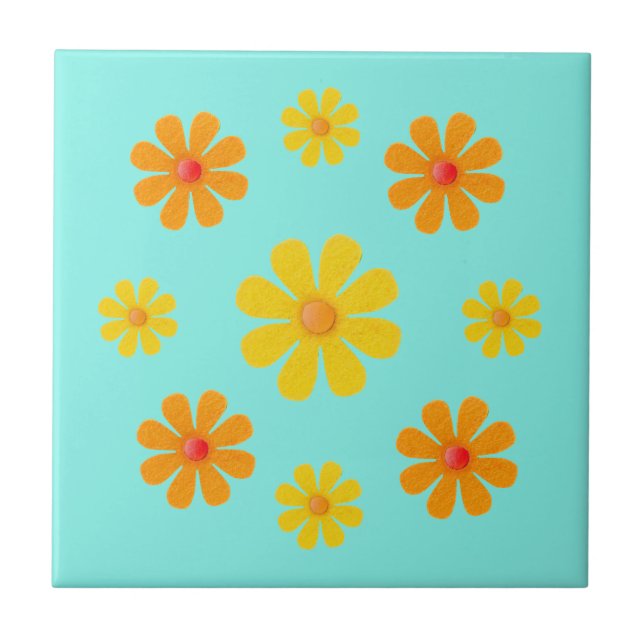 Frühlingsblumen in Orange und Gelb für die Küche Fliese (Vorderseite)
