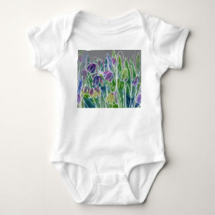Frühlingsblumen, Kräuter, Aquarellfarben nahtlose Baby Strampler