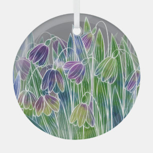 Frühlingsblumen, Kräuter, Aquarellfarben nahtlose Ornament Aus Glas