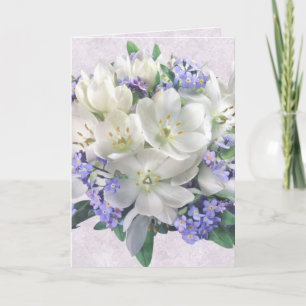 Frühlingsblumen. Krokusse und Vergissmeinnicht Kar Karte