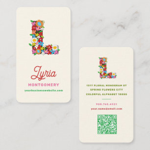 Frühlingsblumen "L" Monogramm Profilkarte Visitenkarte