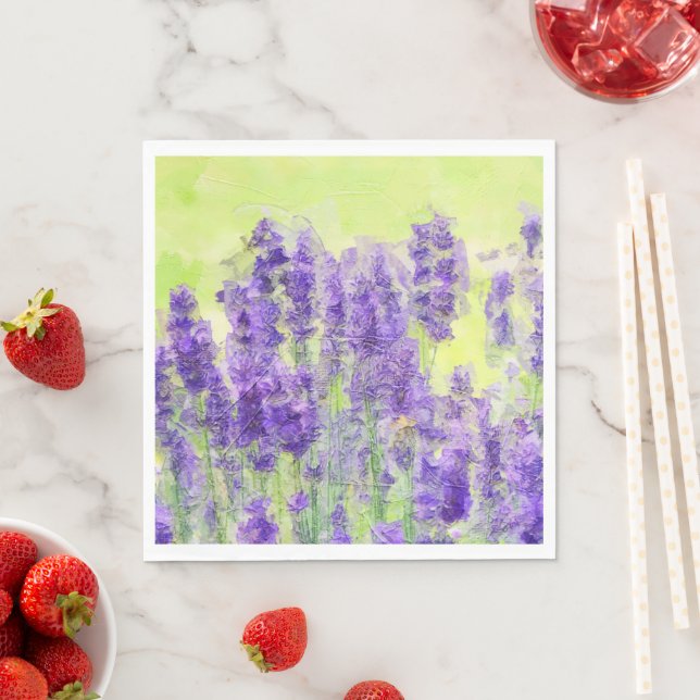 Frühlingsblumen Lavendel Wasserfarbe Blumen Serviette (Beispiel)