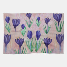 Frühlingsblumen, Lila Crocus Teetuch