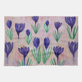 Frühlingsblumen, Lila Crocus Teetuch Geschirrtuch