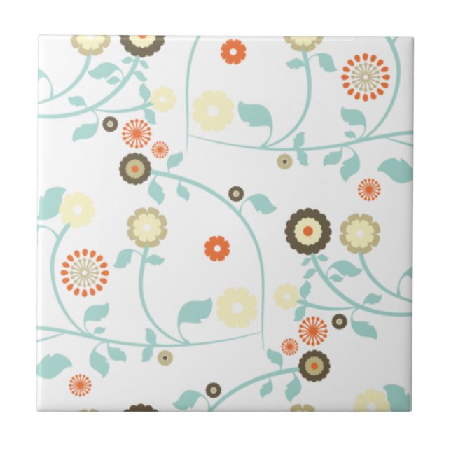 Frühlingsblumen Mädchen-Mod chic florales Muster Fliese (Vorderseite)