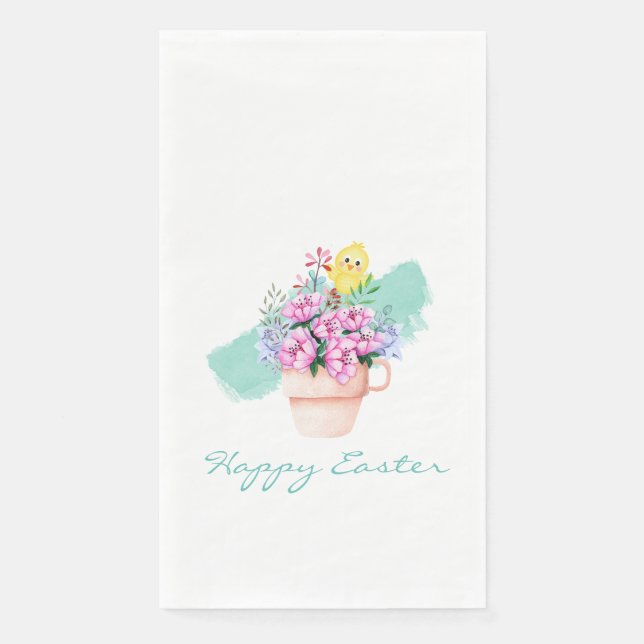 Frühlingsblumen mit Osterküken Serviette (Vorderseite)