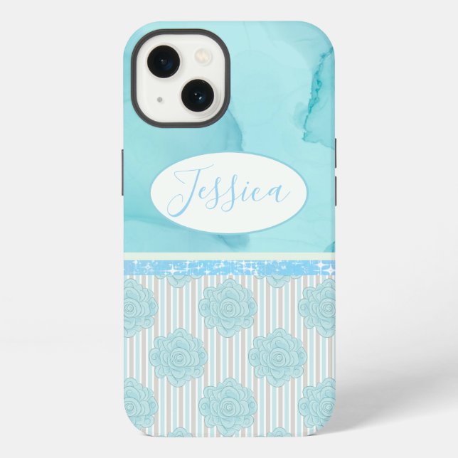 Frühlingsblumen-Multi-Blue-Design iPhone Hülle (Rückseite)