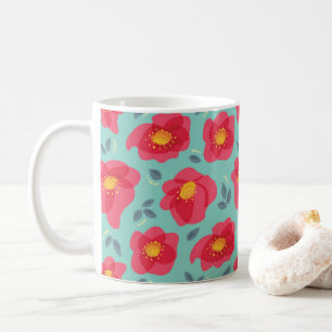 Frühlingsblumen Muster Blau Pink Springtime Kaffeetasse