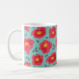 Frühlingsblumen Muster Blau Pink Springtime Kaffeetasse