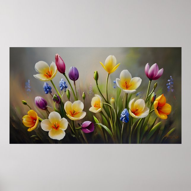 Frühlingsblumen Ölmalerei Poster (Vorne)