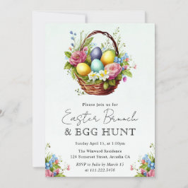Frühlingsblumen Osterkörbe Brunch Einladung