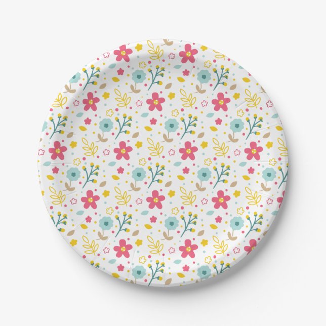 Frühlingsblumen-Papierteller Pappteller (Vorderseite)