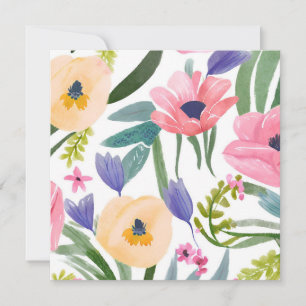 Frühlingsblumen   Pastell Blumen Wasserfarben Kart