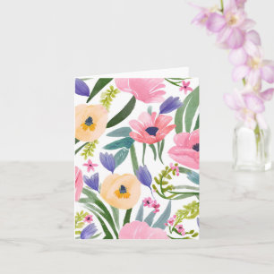 Frühlingsblumen   Pastell Floral Watercolor Karte