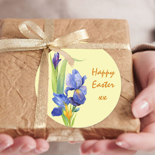 Frühlingsblumen - Pastellgelb Frohe Ostern Runder Aufkleber